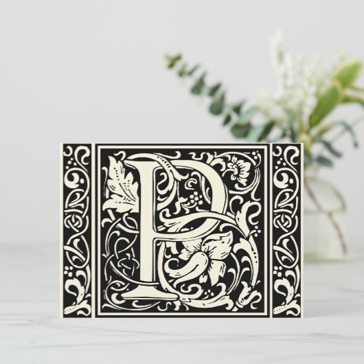 Brief P Middeleeuws Monogram Art Nouveau Kaart (Staand voorkant)