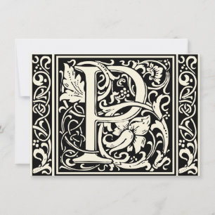 Brief P Middeleeuws Monogram Art Nouveau Kaart
