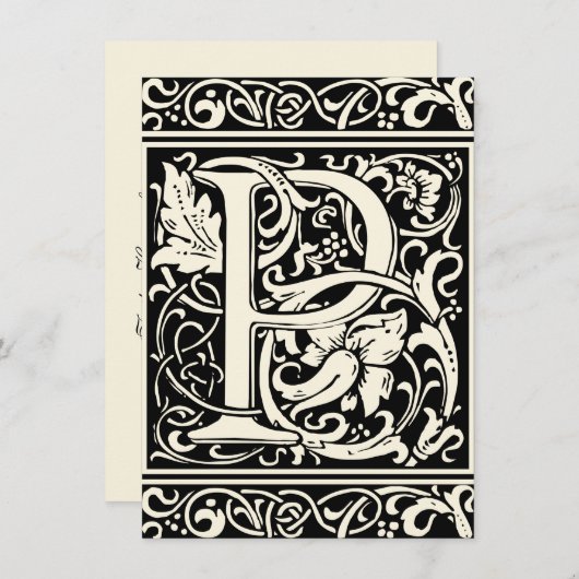 Brief P Middeleeuws Monogram Art Nouveau Kaart (Voorkant / Achterkant)