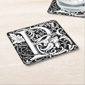 Brief P Middeleeuws Monogram Art Nouveau Kartonnen Onderzetters (Schuin)