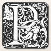 Brief P Middeleeuws Monogram Art Nouveau Kartonnen Onderzetters (Voorkant)