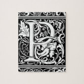 Brief P Middeleeuws Monogram Art Nouveau Legpuzzel (Verticaal)