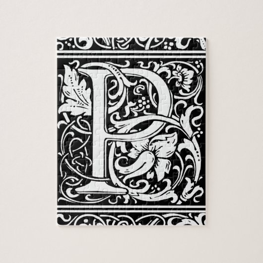 Brief P Middeleeuws Monogram Art Nouveau Legpuzzel (Verticaal)