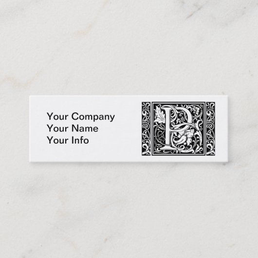 Brief P Middeleeuws Monogram Art Nouveau Mini Visitekaartje (Voorkant)