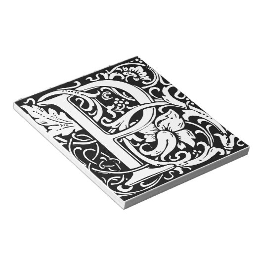 Brief P Middeleeuws Monogram Art Nouveau Notitieblok (Schuin)