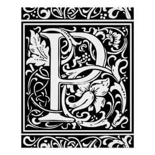 Brief P Middeleeuws Monogram Art Nouveau Perfect Poster