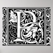 Brief P Middeleeuws Monogram Art Nouveau Poster (Voorkant)
