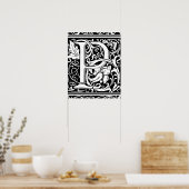 Brief P Middeleeuws Monogram Art Nouveau Poster (Keuken)
