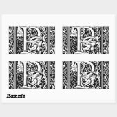 Brief P Middeleeuws Monogram Art Nouveau Rechthoekige Sticker (Vel)