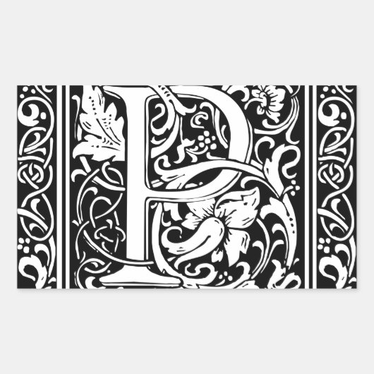 Brief P Middeleeuws Monogram Art Nouveau Rechthoekige Sticker (Voorkant)