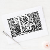 Brief P Middeleeuws Monogram Art Nouveau Rechthoekige Sticker (Envelop)