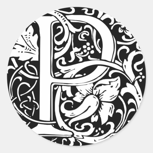 Brief P Middeleeuws Monogram Art Nouveau Ronde Sticker (Voorkant)