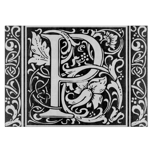 Brief P Middeleeuws Monogram Art Nouveau Snijplank (Voorkant)