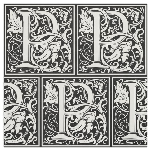 Brief P Middeleeuws Monogram Art Nouveau Stof (Swatch)