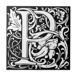 Brief P Middeleeuws Monogram Art Nouveau Tegeltje
