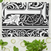 Brief P Middeleeuws Monogram Art Nouveau Theedoek (Gevouwen)