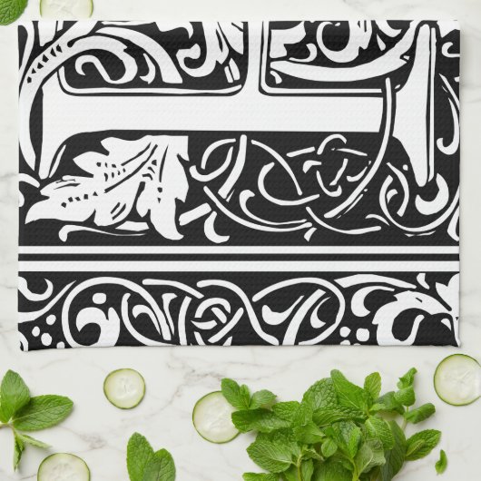 Brief P Middeleeuws Monogram Art Nouveau Theedoek (Gevouwen)