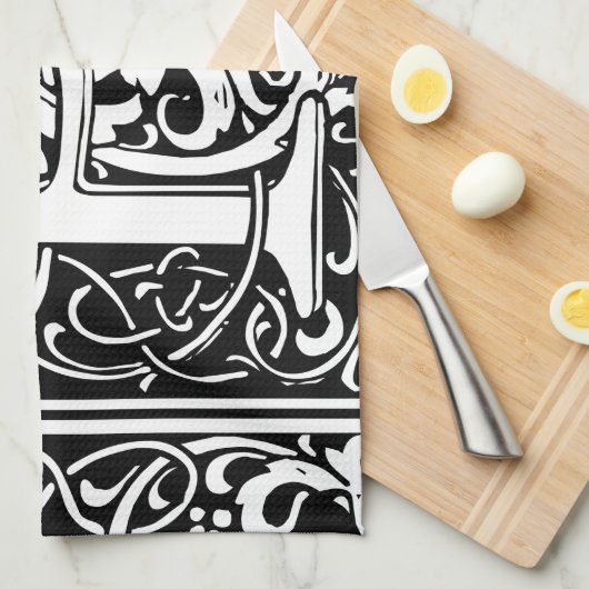 Brief P Middeleeuws Monogram Art Nouveau Theedoek (Quarter Fold)