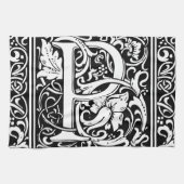 Brief P Middeleeuws Monogram Art Nouveau Theedoek (Horizontaal)