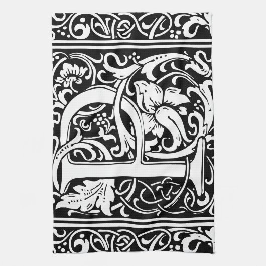 Brief P Middeleeuws Monogram Art Nouveau Theedoek (Verticaal)