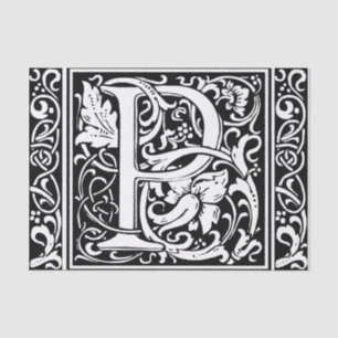 Brief P Middeleeuws Monogram Art Nouveau Tissuepapier