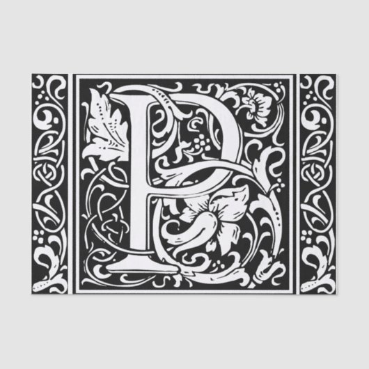 Brief P Middeleeuws Monogram Art Nouveau Tissuepapier (Voorkant)