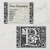 Brief P Middeleeuws Monogram Art Nouveau Visitekaartje (Voorkant / Achterkant)
