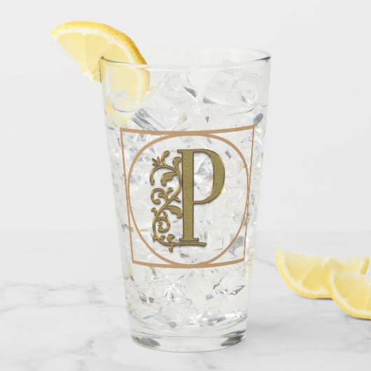 BRIEF P MONOGRAM Beauful Wedding New Home Gift Glas (Voorkant ijs)