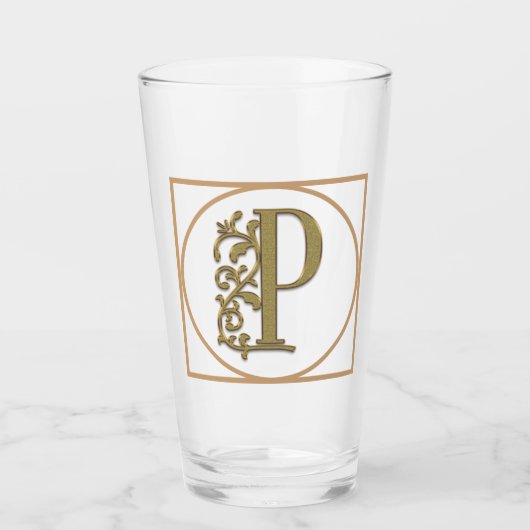 BRIEF P MONOGRAM Beauful Wedding New Home Gift Glas (Voorkant)