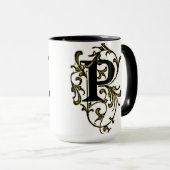 Brief "P", verpakt in gouden wijnstokken - Mok (Voorkant rechts)