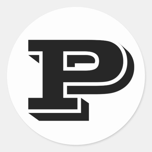 Brief P Vineta Alphabet van Janz White Ronde Sticker (Voorkant)