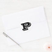 Brief P Vineta Alphabet van Janz White Ronde Sticker (Envelop)