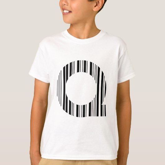 BRIEF Q BAR CODE Eerste Initiaal Barcode Patroon T-shirt (Voorkant)