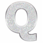 Brief Q Fotobeeldje Ornament<br><div class="desc">Letter Q silver faux glitter ornament</div>