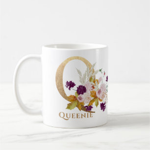 Brief Q - Gold Floral Name zustercollega Koffiemok