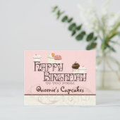 Brief Q Happy Birthday Cupcake Zakelijke ansichtka Briefkaart (Staand voorkant)