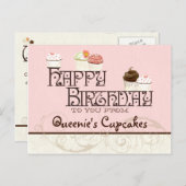 Brief Q Happy Birthday Cupcake Zakelijke ansichtka Briefkaart (Voorkant / Achterkant)