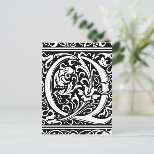 Brief Q Middeleeuws Monogram Art Nouveau Briefkaart (Staand voorkant)
