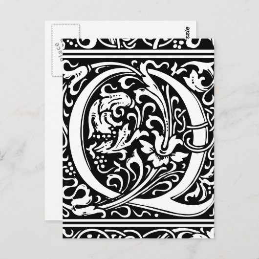 Brief Q Middeleeuws Monogram Art Nouveau Briefkaart (Voorkant / Achterkant)