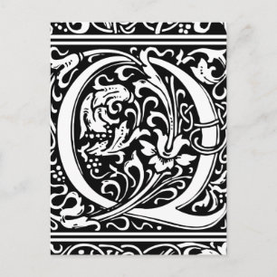 Brief Q Middeleeuws Monogram Art Nouveau Briefkaart