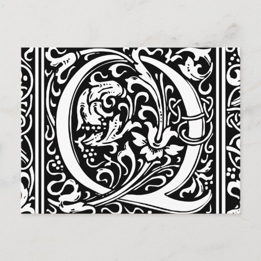 Brief Q Middeleeuws Monogram Art Nouveau Briefkaart (Voorkant)