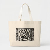 Brief Q Middeleeuws Monogram Art Nouveau Grote Tote Bag (Voorkant)