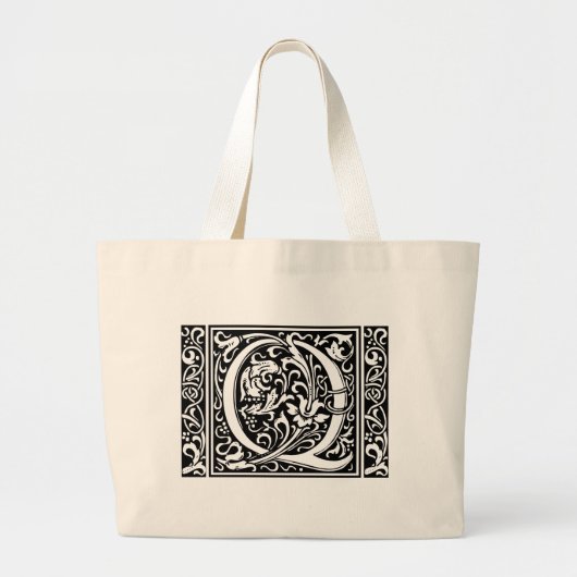 Brief Q Middeleeuws Monogram Art Nouveau Grote Tote Bag (Voorkant)