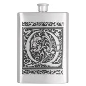 Brief Q Middeleeuws Monogram Art Nouveau Heupfles (Voorkant)