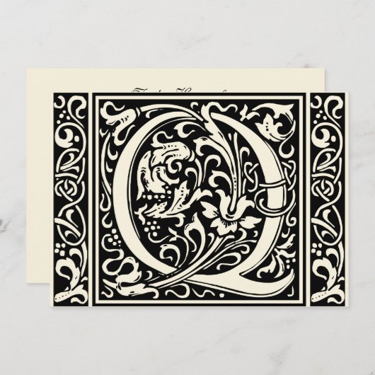 Brief Q Middeleeuws Monogram Art Nouveau Kaart (Voorkant / Achterkant)