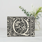 Brief Q Middeleeuws Monogram Art Nouveau Kaart (Staand voorkant)