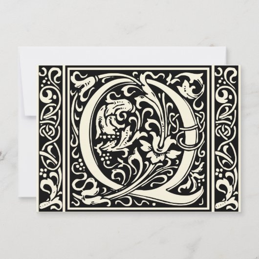 Brief Q Middeleeuws Monogram Art Nouveau Kaart (Voorkant)