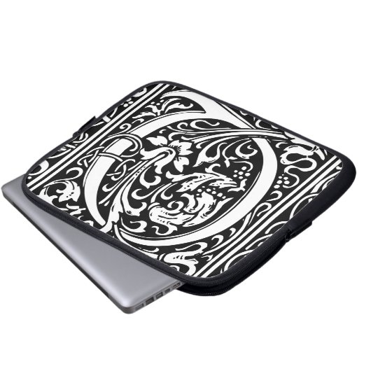 Brief Q Middeleeuws Monogram Art Nouveau Laptop Sleeve (Voorkant onderkant)