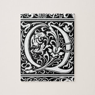 Brief Q Middeleeuws Monogram Art Nouveau Legpuzzel