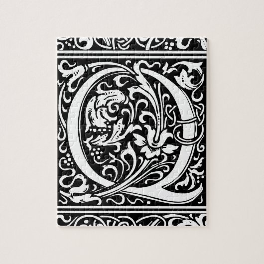 Brief Q Middeleeuws Monogram Art Nouveau Legpuzzel (Verticaal)